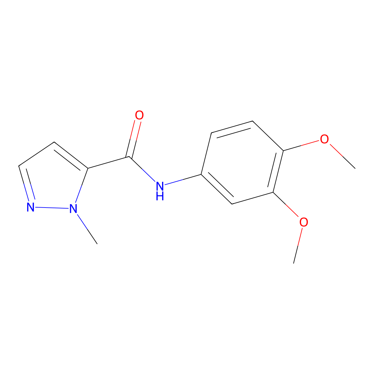 N-(3,4-dimethoxyphenyl)-1-methyl-1H-pyrazole-5-carboxamide molecular structure, CAS 489407-88-7
