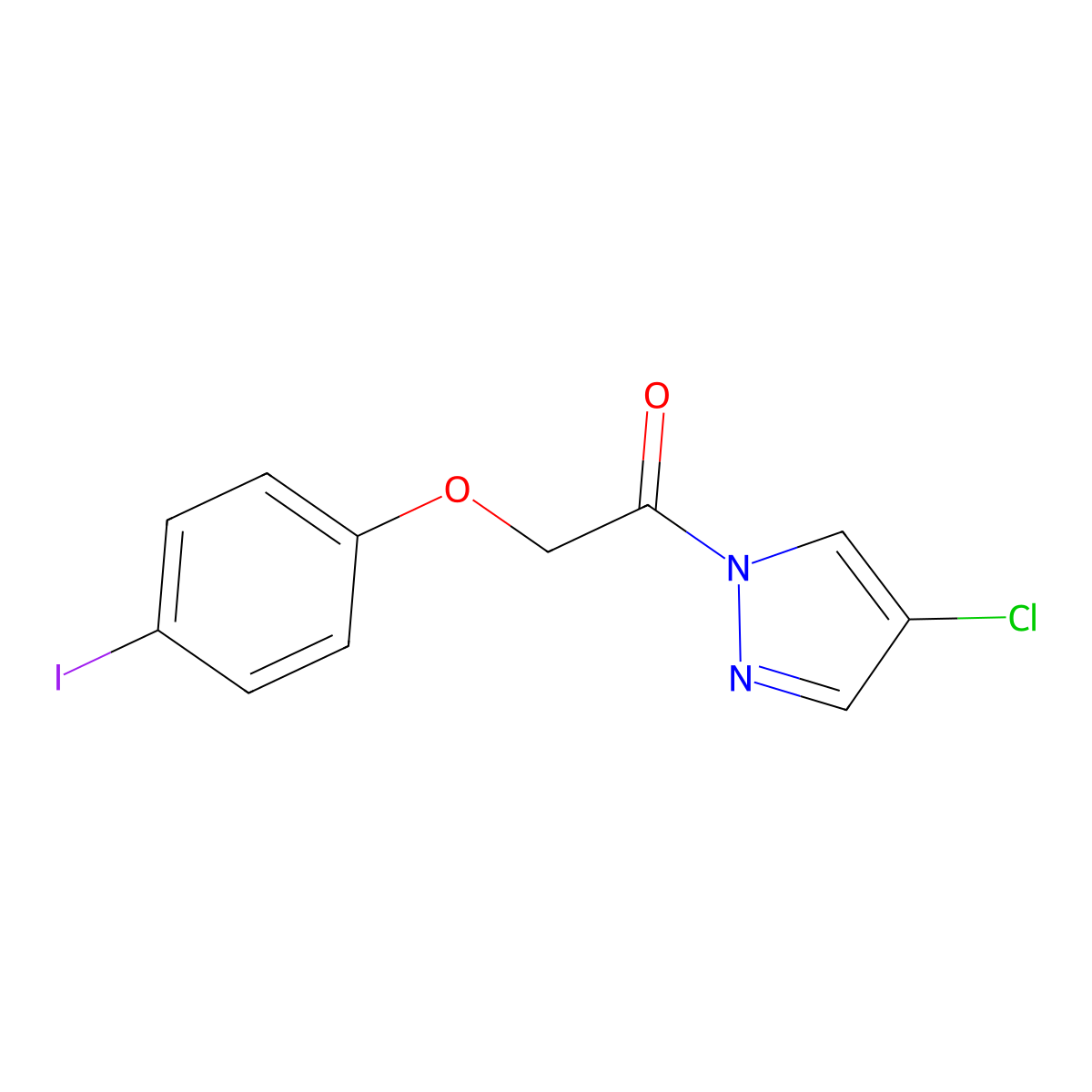1-(4-Chloropyrazol-1-yl)-2-(4-iodophenoxy)ethanone molecular structure, CAS 489408-10-8