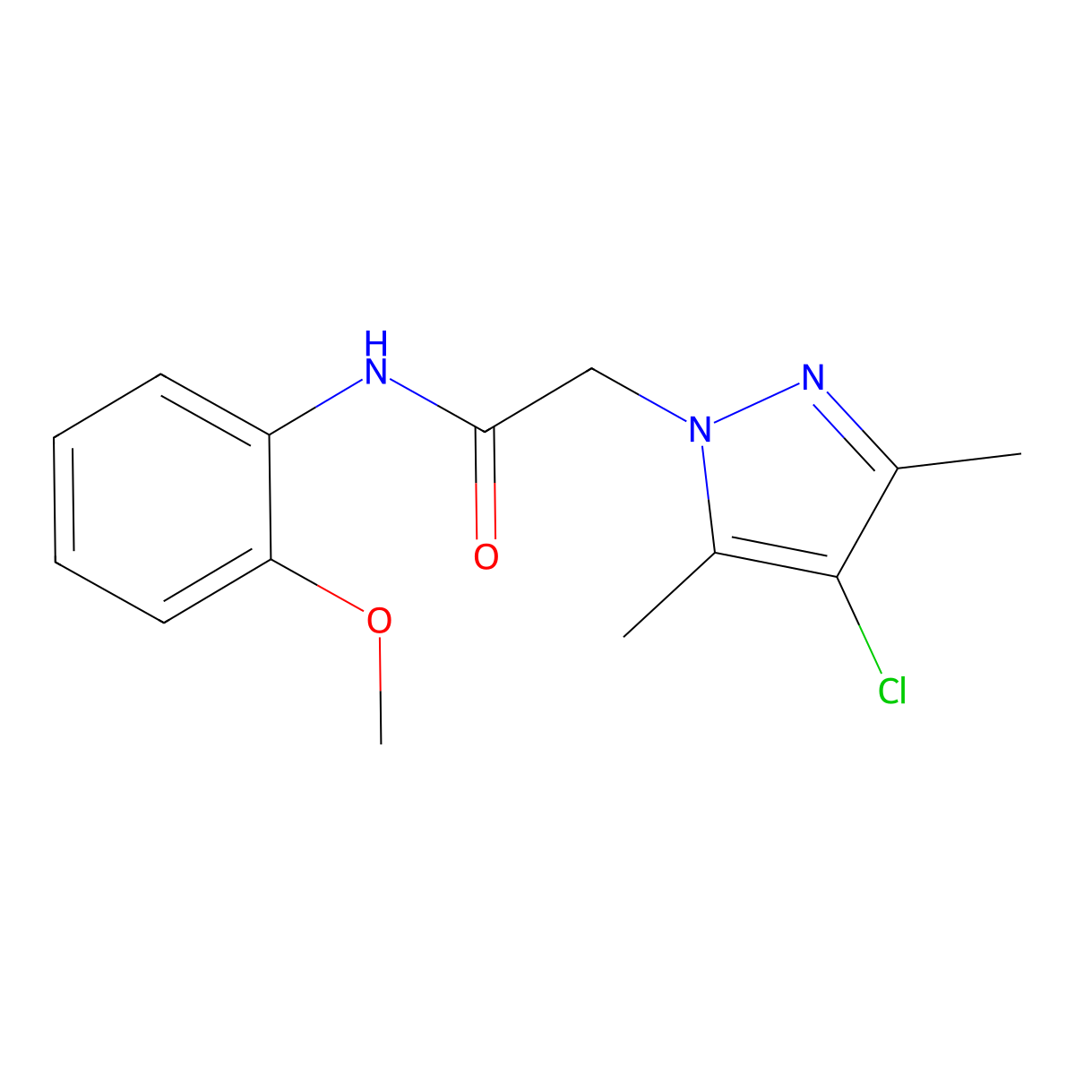 2-(4-chloro-3,5-dimethyl-1H-pyrazol-1-yl)-N-(2-methoxyphenyl)acetamide molecular structure, CAS 489408-12-0