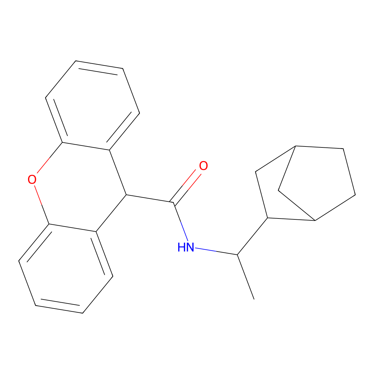 N-(1-bicyclo[2.2.1]hept-2-ylethyl)-9H-xanthene-9-carboxamide molecular structure, CAS 489408-16-4