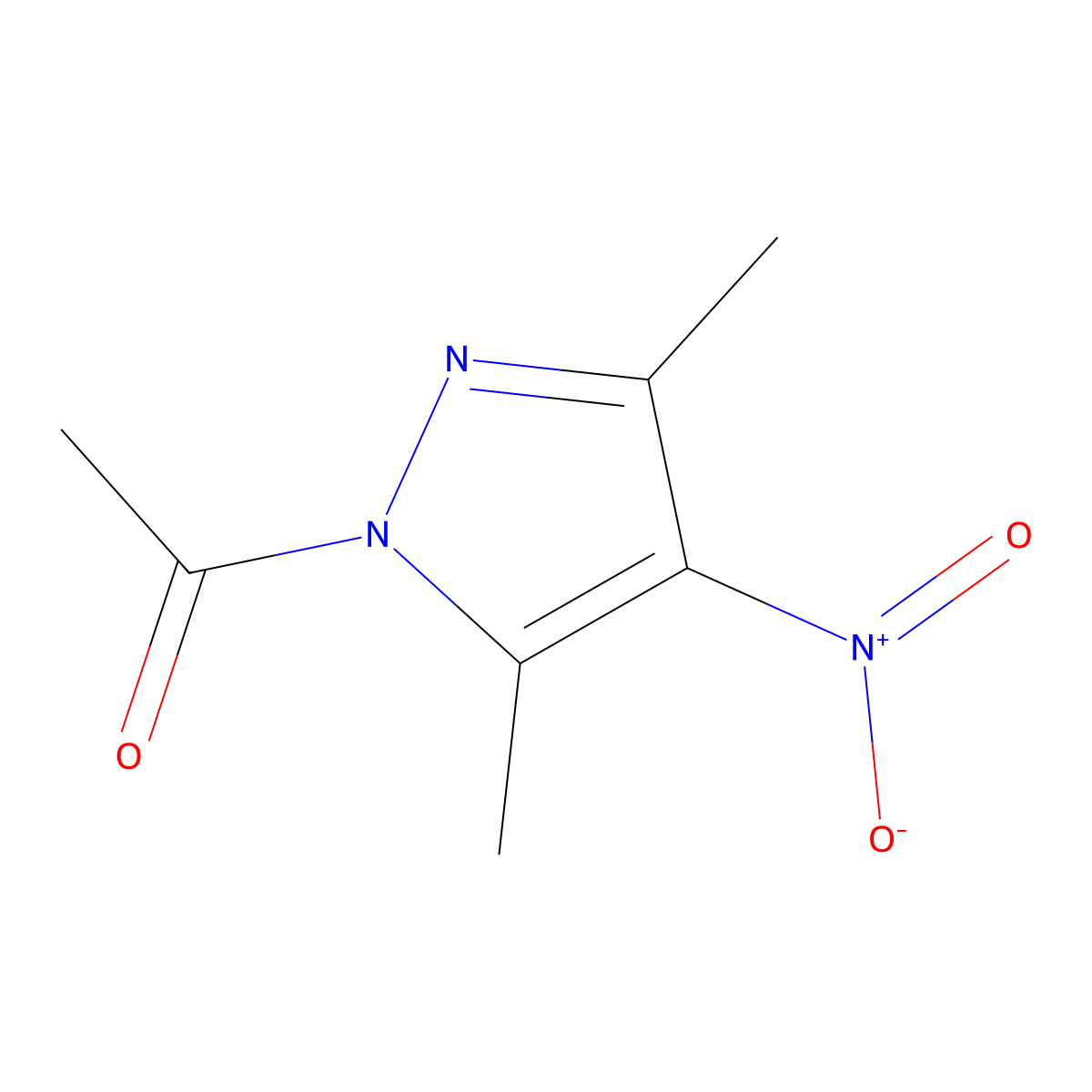 1-(3,5-dimethyl-4-nitro-1H-pyrazol-1-yl)ethan-1-one molecular structure, CAS 489408-45-9