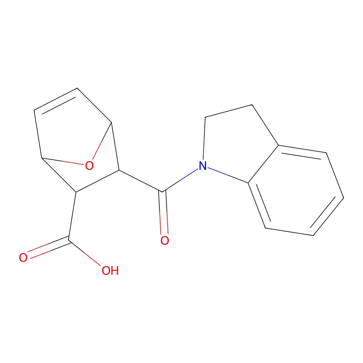 3-(2,3-dihydro-1H-indol-1-ylcarbonyl)-7-oxabicyclo[2.2.1]hept-5-ene-2-carboxylic acid molecular structure, CAS 489408-51-7