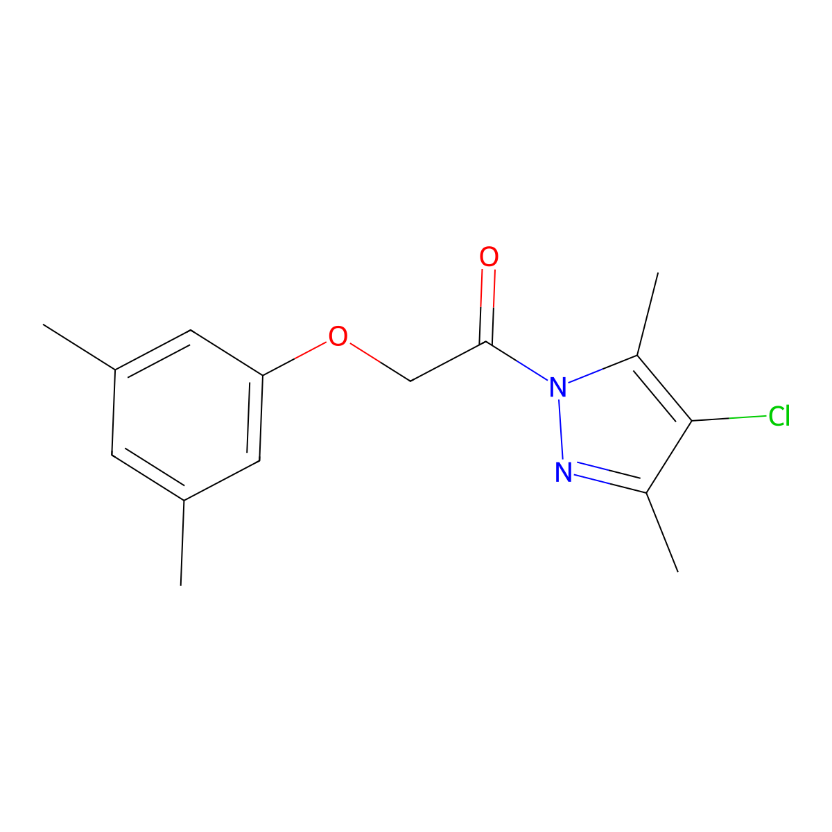 1-(4-Chloro-3,5-dimethylpyrazol-1-yl)-2-(3,5-dimethylphenoxy)ethanone molecular structure, CAS 489409-06-5
