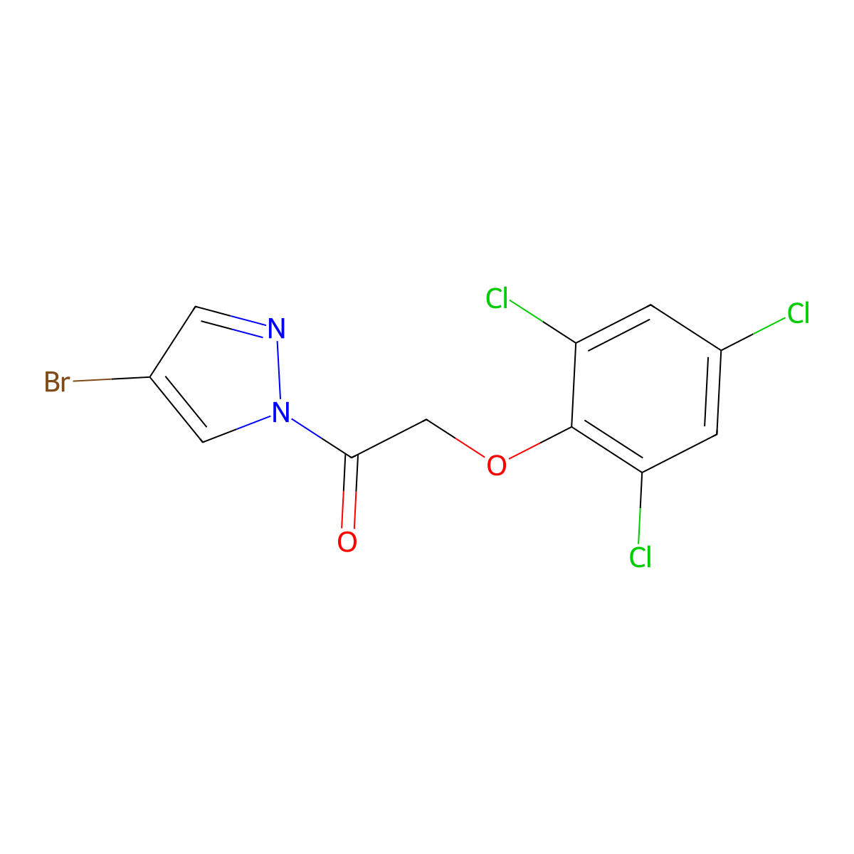 1-(4-Bromopyrazol-1-yl)-2-(2,4,6-trichlorophenoxy)ethanone molecular structure, CAS 489409-08-7
