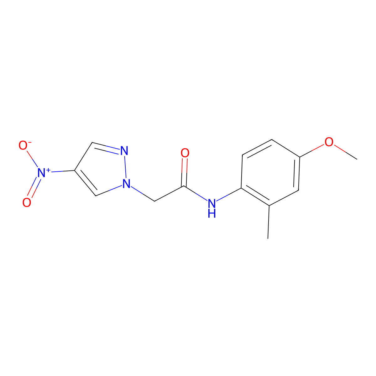 N-(4-methoxy-2-methylphenyl)-2-(4-nitropyrazol-1-yl)acetamide molecular structure, CAS 489410-04-0