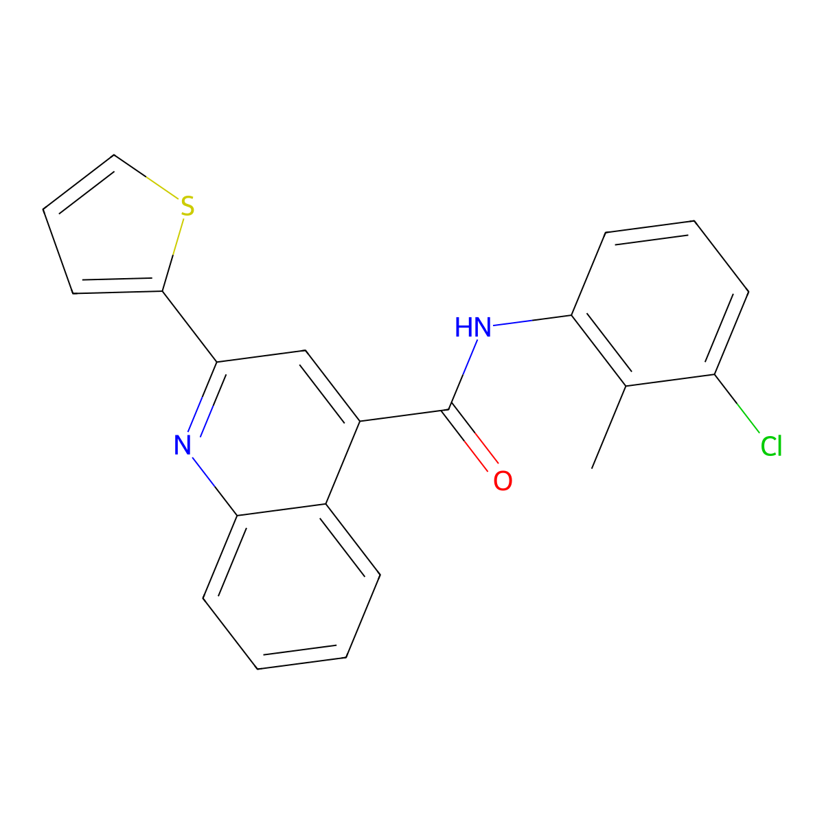 N-(3-chloro-2-methylphenyl)-2-thiophen-2-ylquinoline-4-carboxamide molecular structure, CAS 489413-27-6