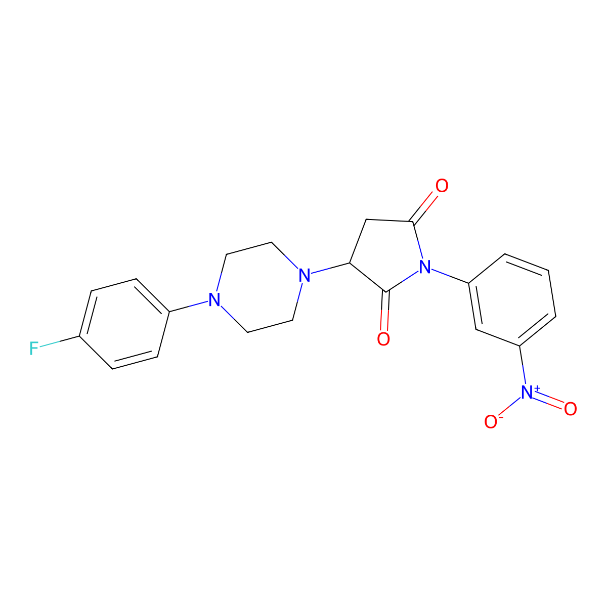 3-[4-(4-Fluorophenyl)piperazin-1-yl]-1-(3-nitrophenyl)pyrrolidine-2,5-dione molecular structure, CAS 489413-62-9