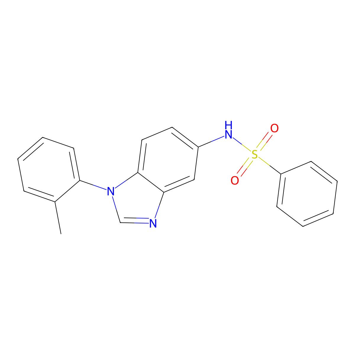 N-[1-(2-methylphenyl)benzimidazol-5-yl]benzenesulfonamide molecular structure, CAS 489414-40-6