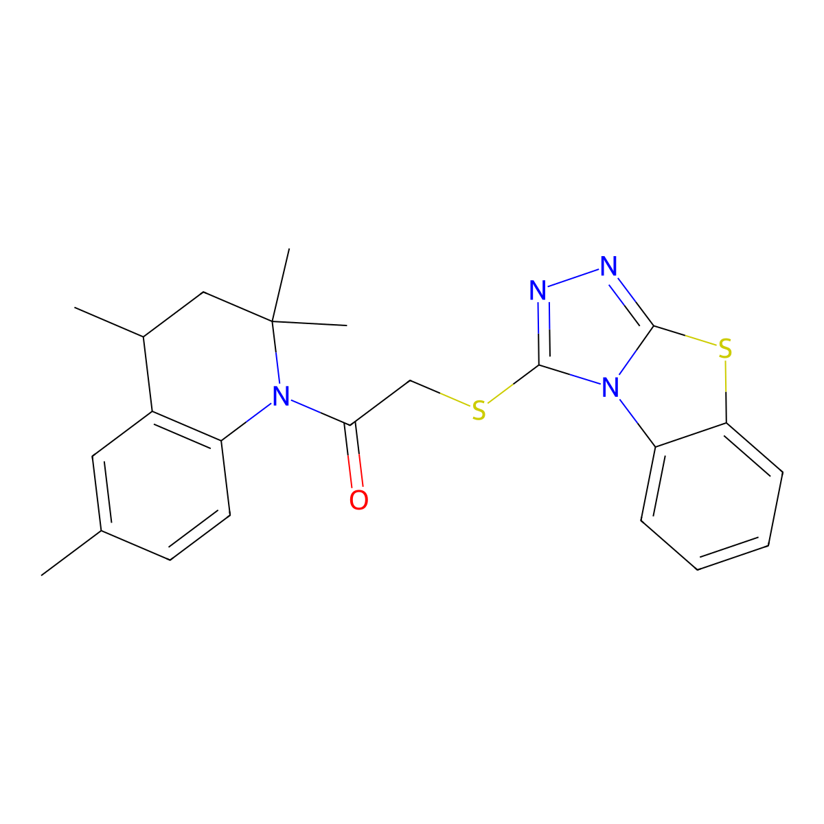 1-(2,2,4,6-tetramethyl-3,4-dihydroquinolin-1(2H)-yl)-2-([1,2,4]triazolo[3,4-b][1,3]benzothiazol-3-ylsulfanyl)ethanone molecular structure, CAS 489414-46-2