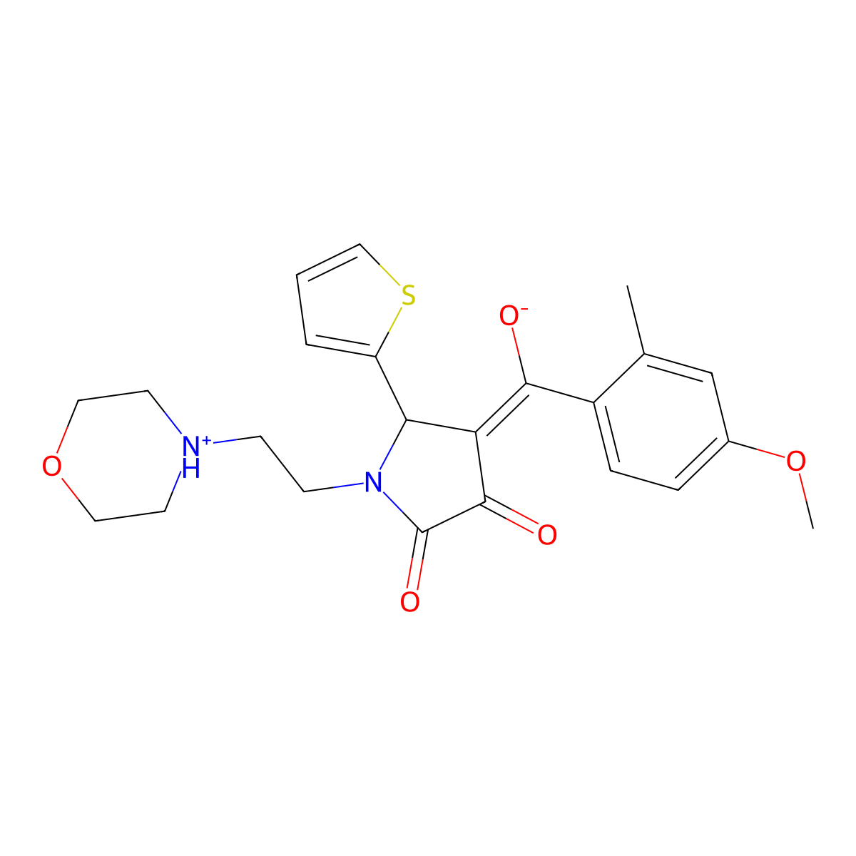 3-hydroxy-4-(4-methoxy-2-methylbenzoyl)-1-[2-(morpholin-4-yl)ethyl]-5-(thiophen-2-yl)-2,5-dihydro-1H-pyrrol-2-one molecular structure, CAS 489415-13-6