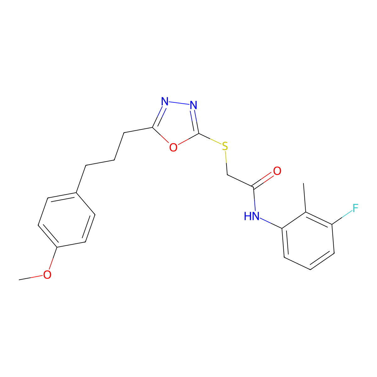 N-(3-fluoro-2-methylphenyl)-2-({5-[3-(4-methoxyphenyl)propyl]-1,3,4-oxadiazol-2-yl}sulfanyl)acetamide molecular structure, CAS 489415-26-1