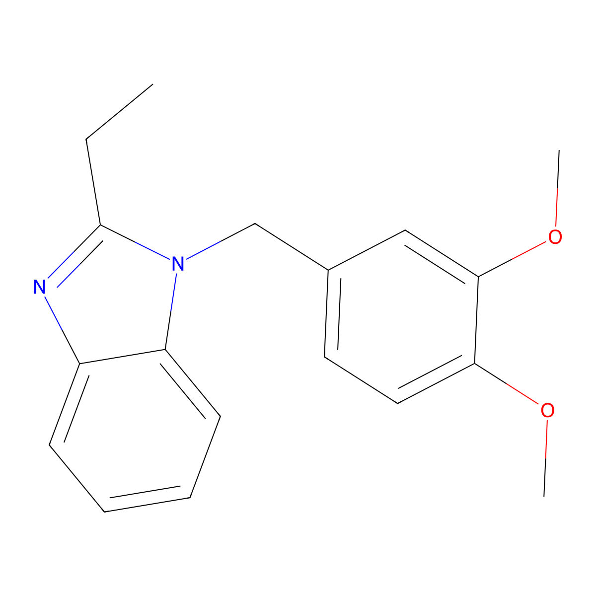 1-[(3,4-dimethoxyphenyl)methyl]-2-ethyl-1H-1,3-benzodiazole molecular structure, CAS 489415-41-0