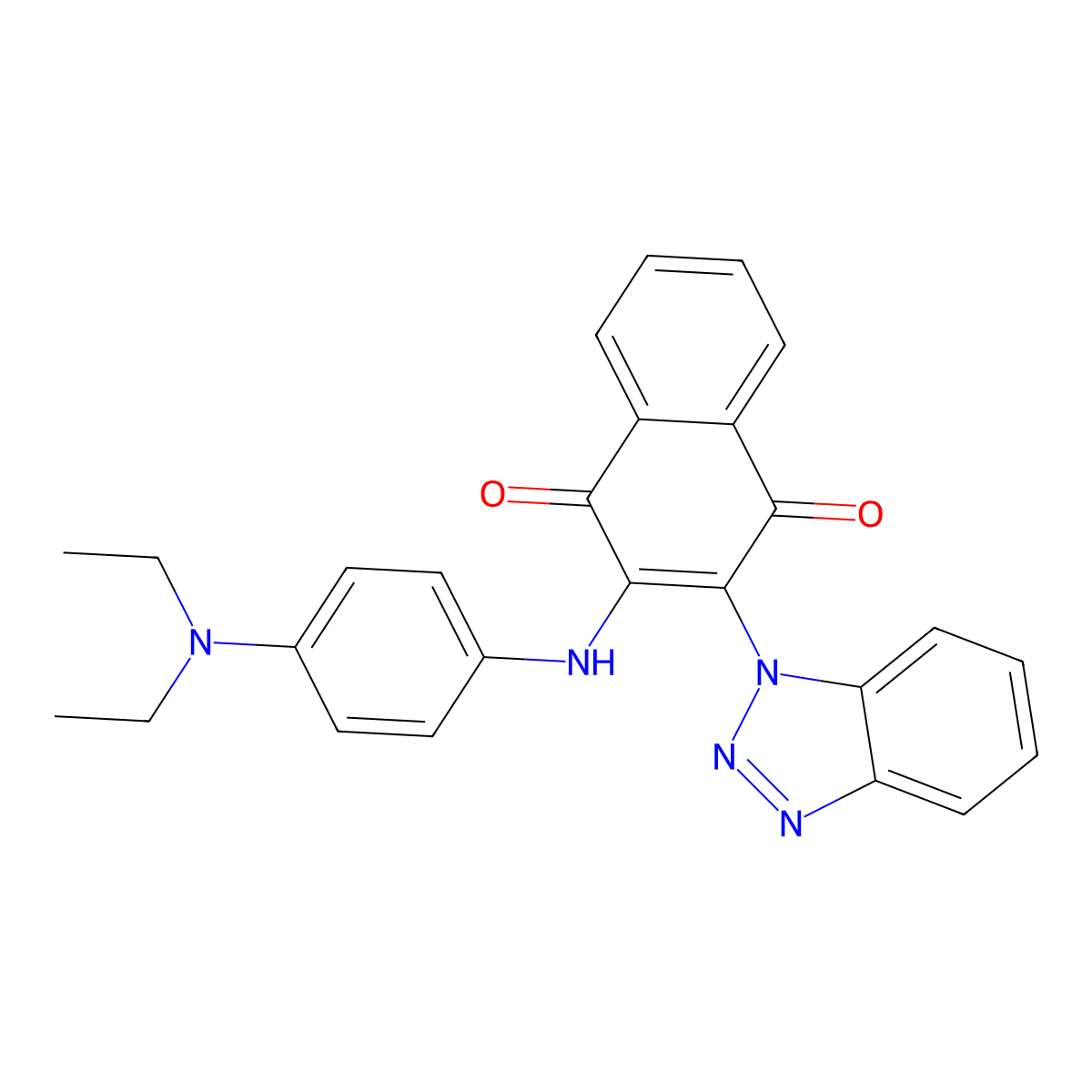 2-(1H-benzo[d][1,2,3]triazol-1-yl)-3-((4-(diethylamino)phenyl)amino)naphthalene-1,4-dione molecular structure, CAS 489415-93-2