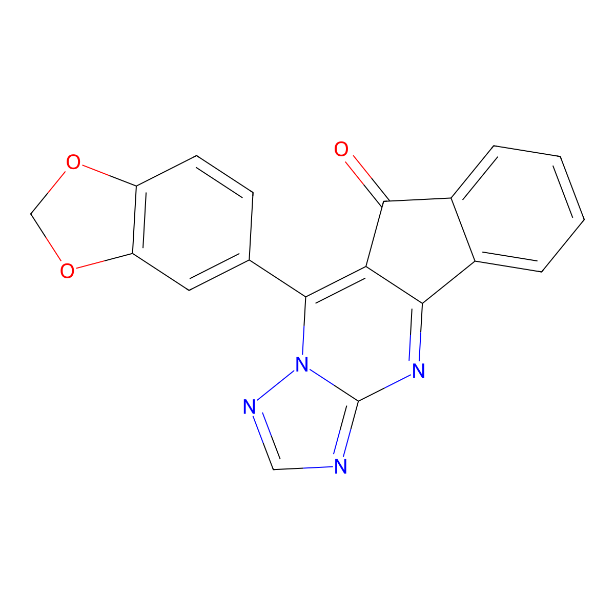 10-(1,3-benzodioxol-5-yl)-9H-indeno[1,2-d][1,2,4]triazolo[1,5-a]pyrimidin-9-one molecular structure, CAS 489416-02-6