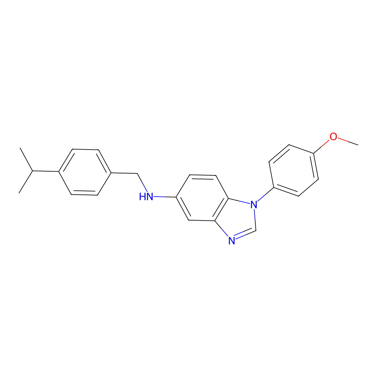 1-(4-methoxyphenyl)-N-[(4-propan-2-ylphenyl)methyl]benzimidazol-5-amine molecular structure, CAS 489416-12-8