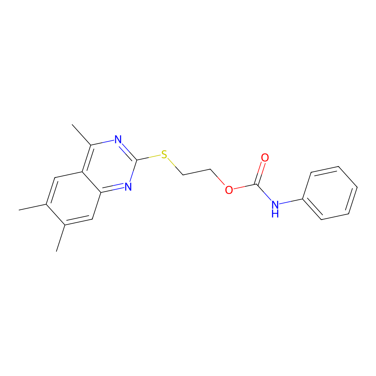 2-[(4,6,7-Trimethylquinazolin-2-yl)sulfanyl]ethyl phenylcarbamate molecular structure, CAS 489416-26-4
