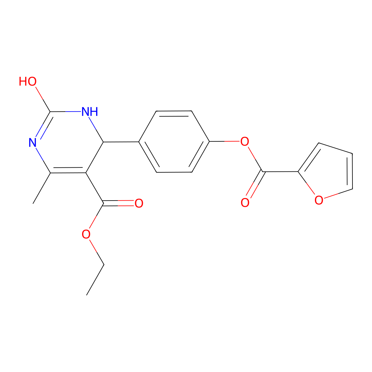 4-[4-(Furan-2-carbonyloxy)-phenyl]-6-methyl-2-oxo-1,2,3,4-tetrahydro-pyrimidine-5-carboxylic acid ethyl ester molecular structure, CAS 489416-40-2