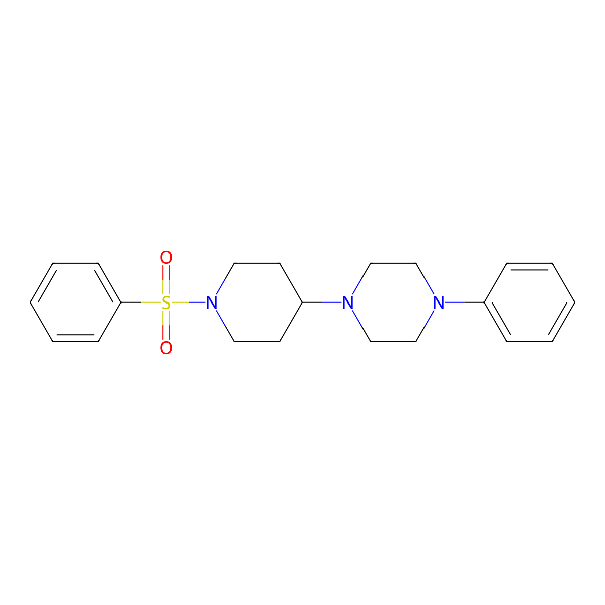 1-[1-(Benzenesulfonyl)piperidin-4-yl]-4-phenylpiperazine molecular structure, CAS 489416-59-3