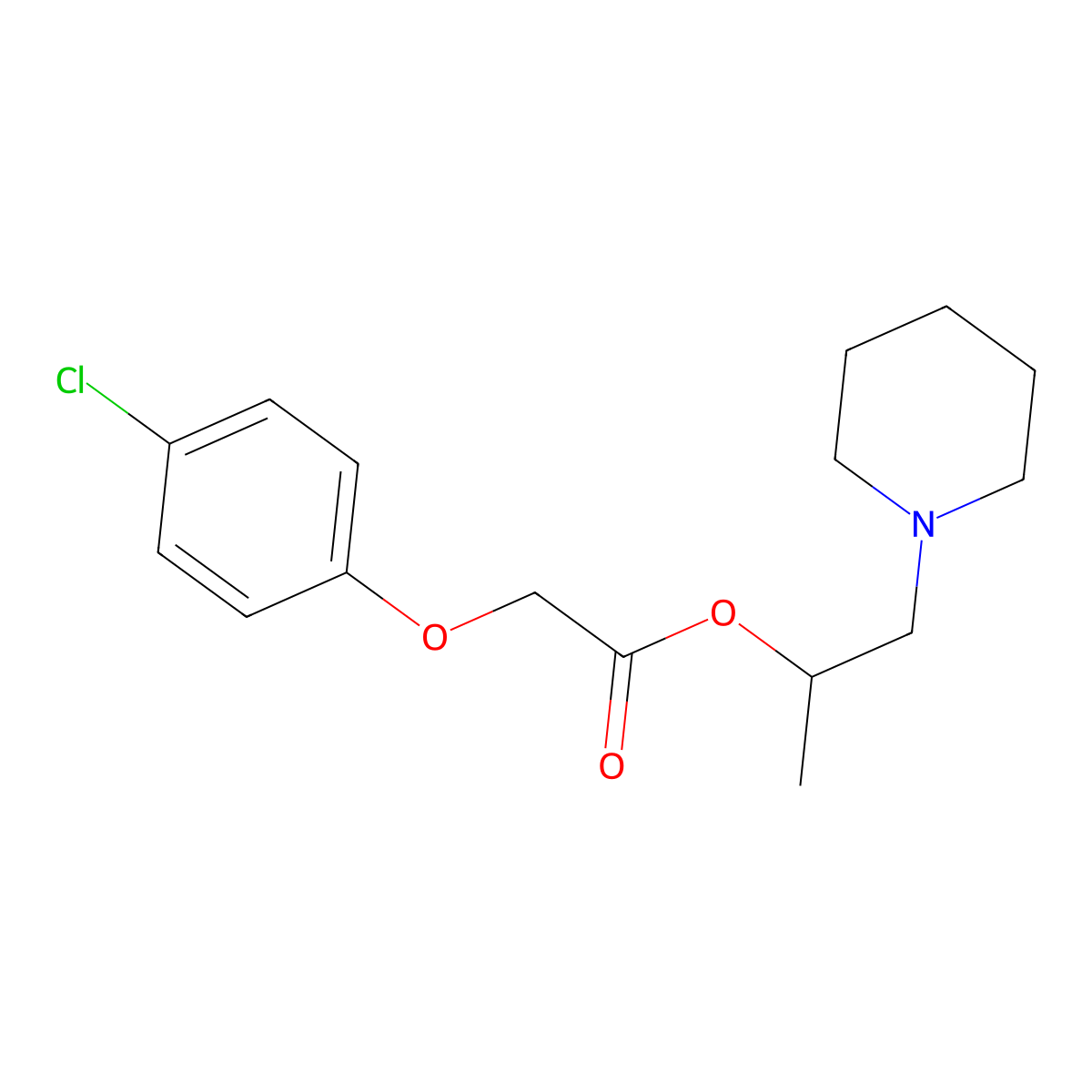 1-(Piperidin-1-yl)propan-2-yl (4-chlorophenoxy)acetate molecular structure, CAS 489416-70-8