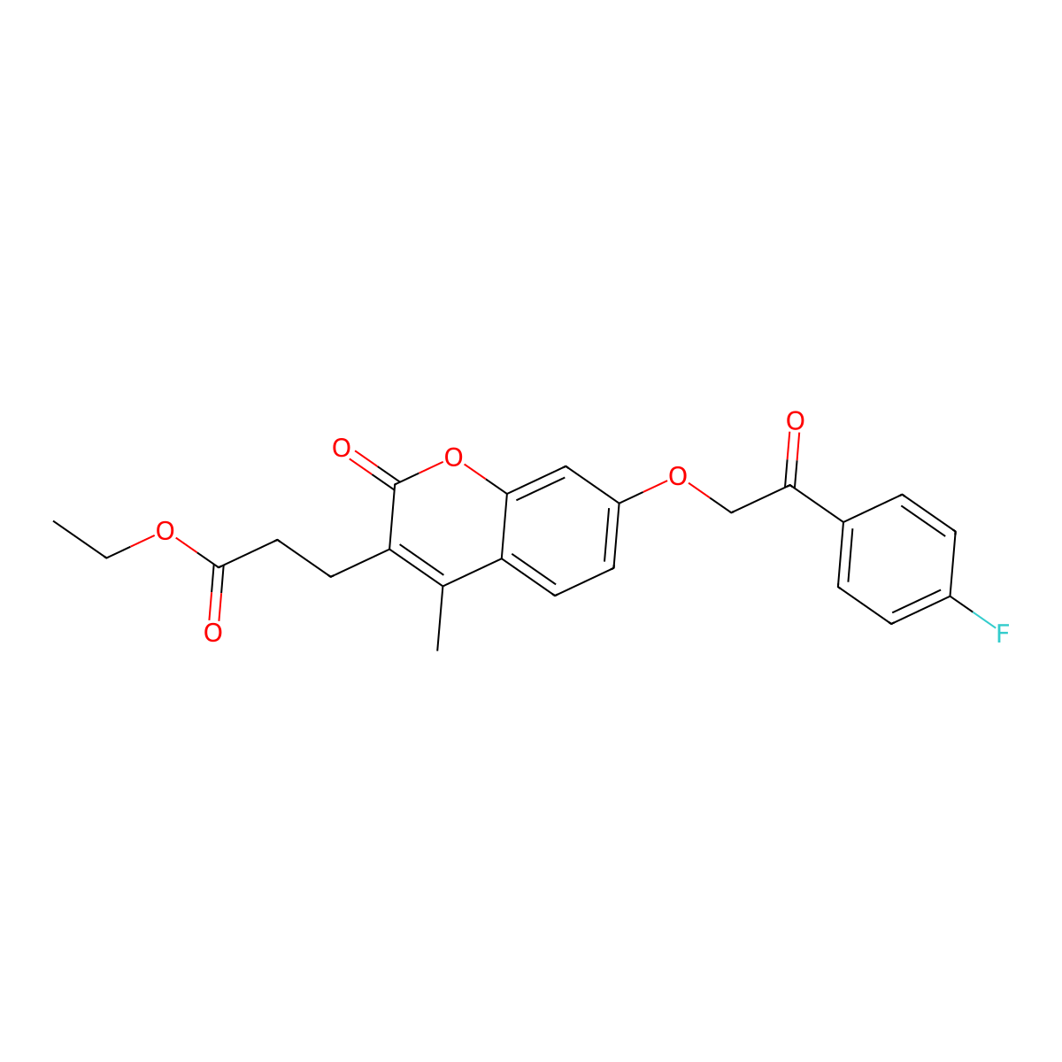 ethyl 3-{7-[2-(4-fluorophenyl)-2-oxoethoxy]-4-methyl-2-oxo-2H-chromen-3-yl}propanoate molecular structure, CAS 489417-13-2