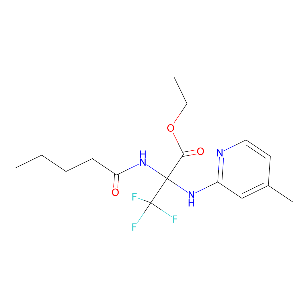ethyl 3,3,3-trifluoro-N-(4-methylpyridin-2-yl)-2-(pentanoylamino)alaninate molecular structure, CAS 489418-36-2