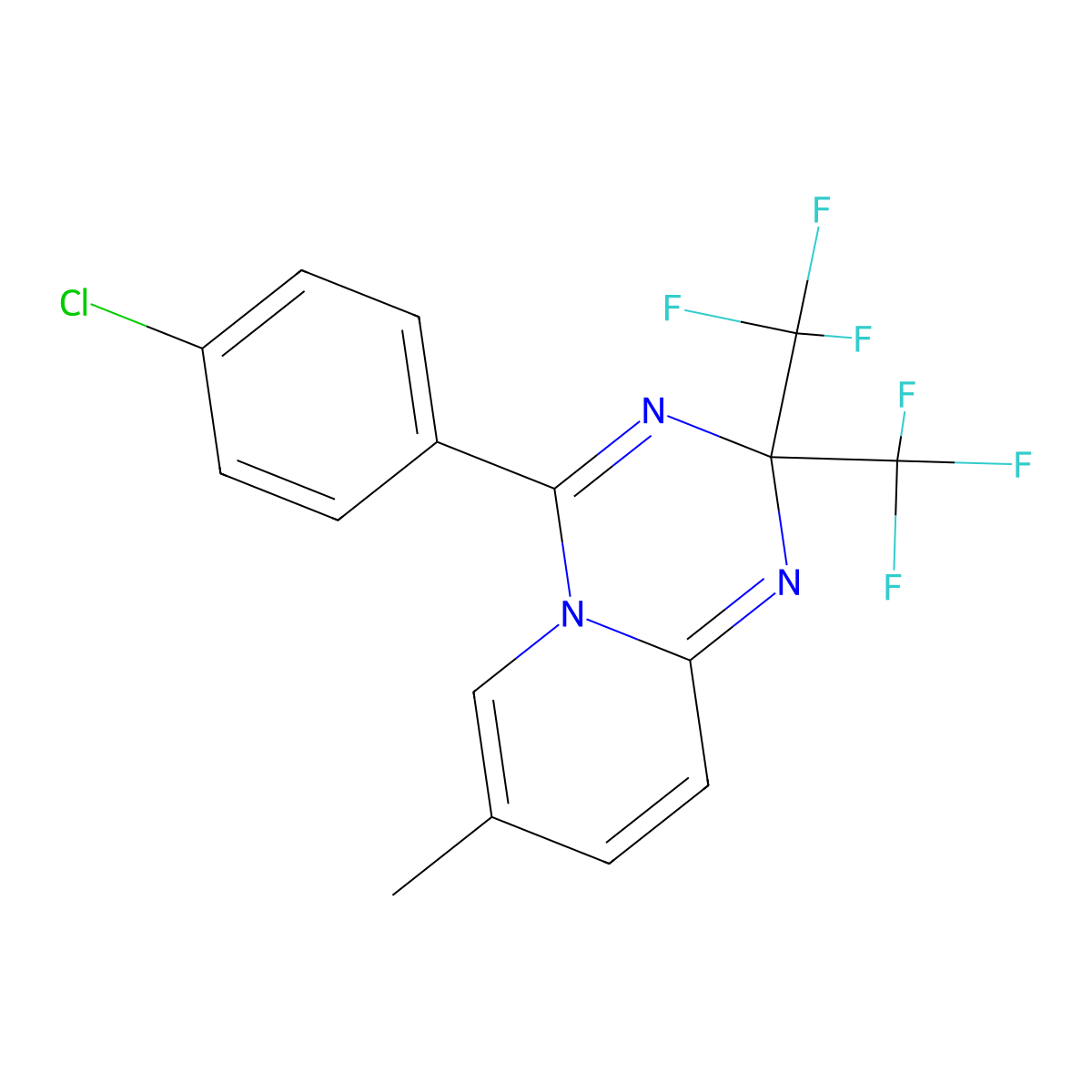 4-(4-chlorophenyl)-7-methyl-2,2-bis(trifluoromethyl)-2H-pyrido[1,2-a][1,3,5]triazine molecular structure, CAS 489418-87-3