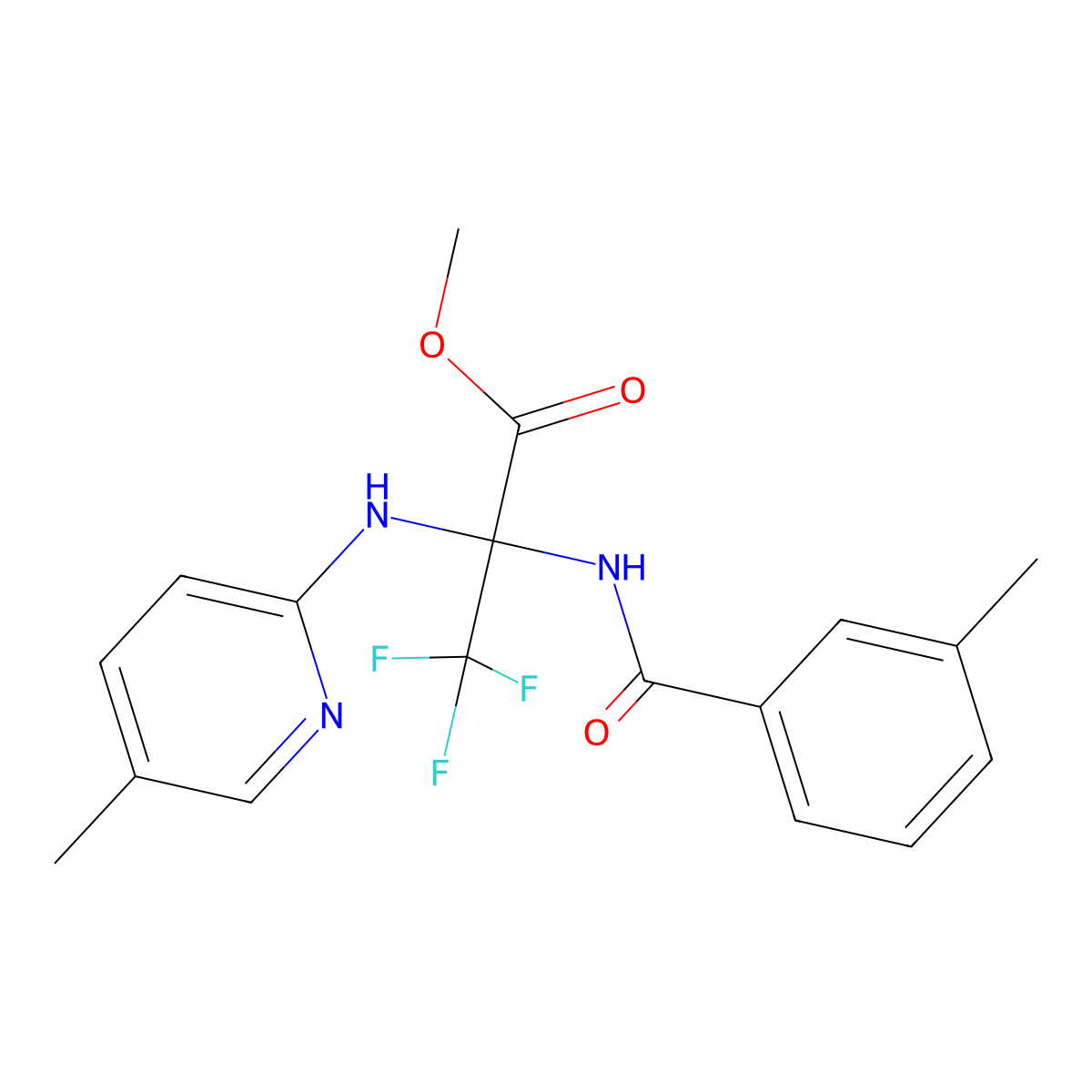 Methyl 3,3,3-trifluoro-2-[(3-methylbenzoyl)amino]-2-[(5-methylpyridin-2-yl)amino]propanoate molecular structure, CAS 489420-17-9