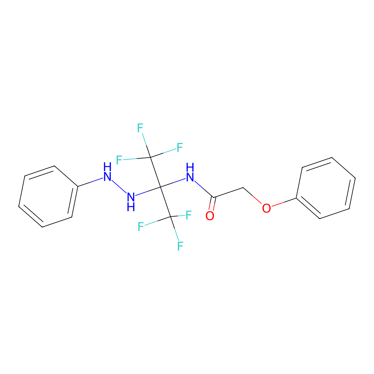 N-[1,1,1,3,3,3-hexafluoro-2-(2-phenylhydrazinyl)propan-2-yl]-2-phenoxyacetamide molecular structure, CAS 489420-48-6