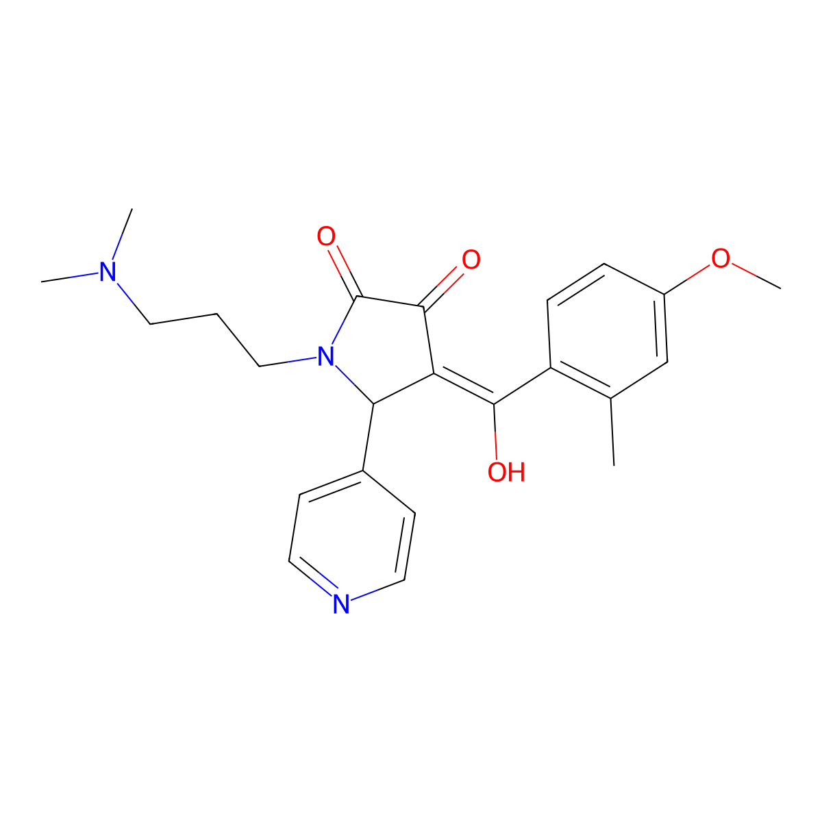 1-[3-(dimethylamino)propyl]-3-hydroxy-4-(4-methoxy-2-methylbenzoyl)-5-(pyridin-4-yl)-2,5-dihydro-1H-pyrrol-2-one molecular structure, CAS 489421-76-3