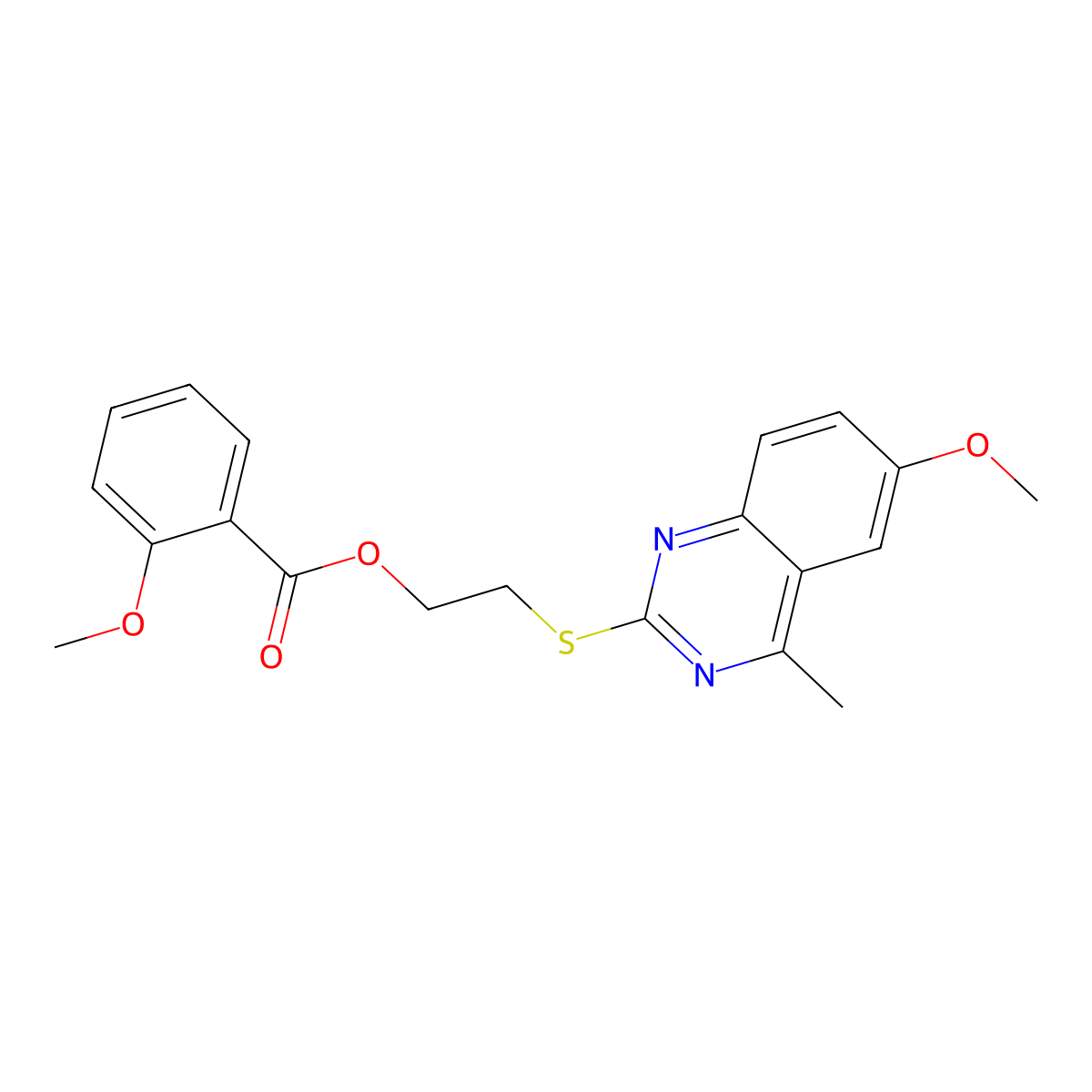 2-[(6-Methoxy-4-methylquinazolin-2-yl)sulfanyl]ethyl 2-methoxybenzoate molecular structure, CAS 489421-77-4