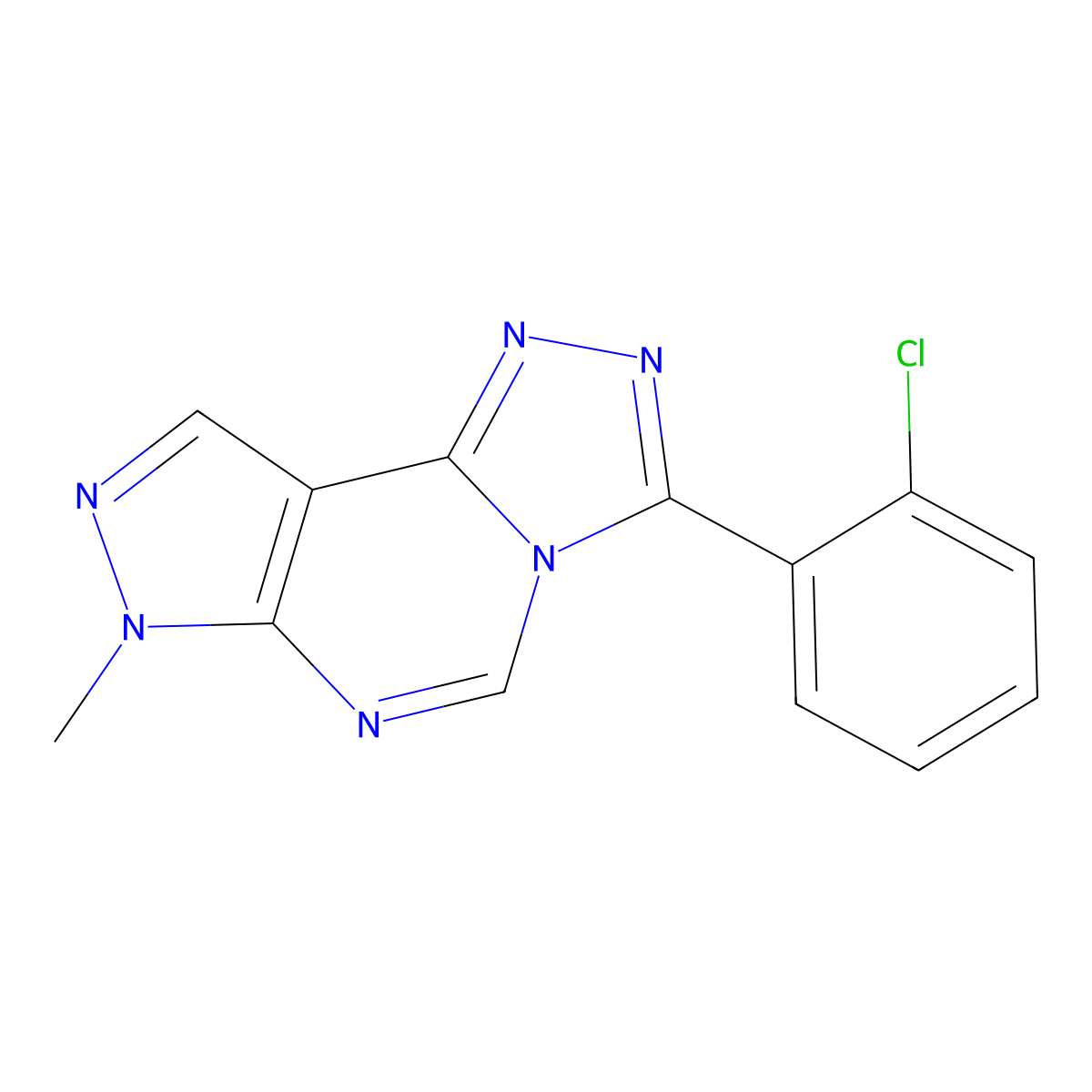 3-(2-chlorophenyl)-7-methyl-7H-pyrazolo[4,3-e][1,2,4]triazolo[4,3-c]pyrimidine molecular structure, CAS 489422-01-7