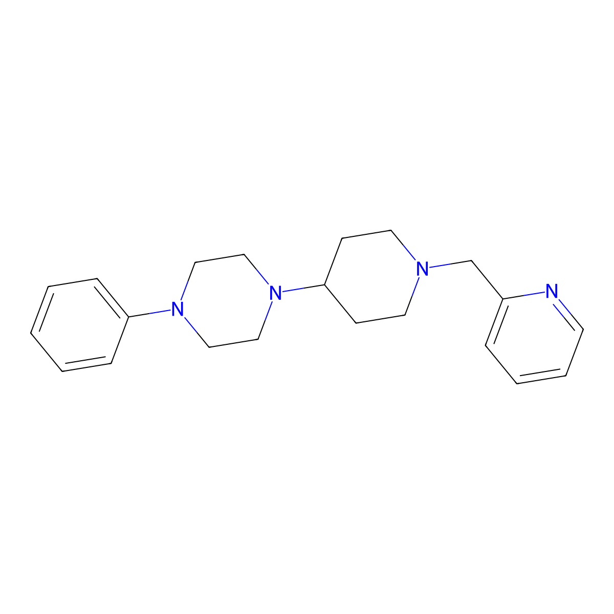 1-Phenyl-4-[1-(pyridin-2-ylmethyl)piperidin-4-yl]piperazine molecular structure, CAS 489422-14-2