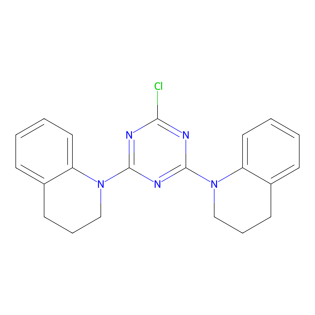 1-[4-chloro-6-(3,4-dihydro-2H-quinolin-1-yl)-1,3,5-triazin-2-yl]-3,4-dihydro-2H-quinoline molecular structure, CAS 489422-72-2