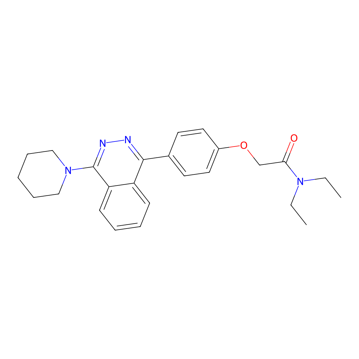 N,N-diethyl-2-{4-[4-(piperidin-1-yl)phthalazin-1-yl]phenoxy}acetamide molecular structure, CAS 489422-76-6