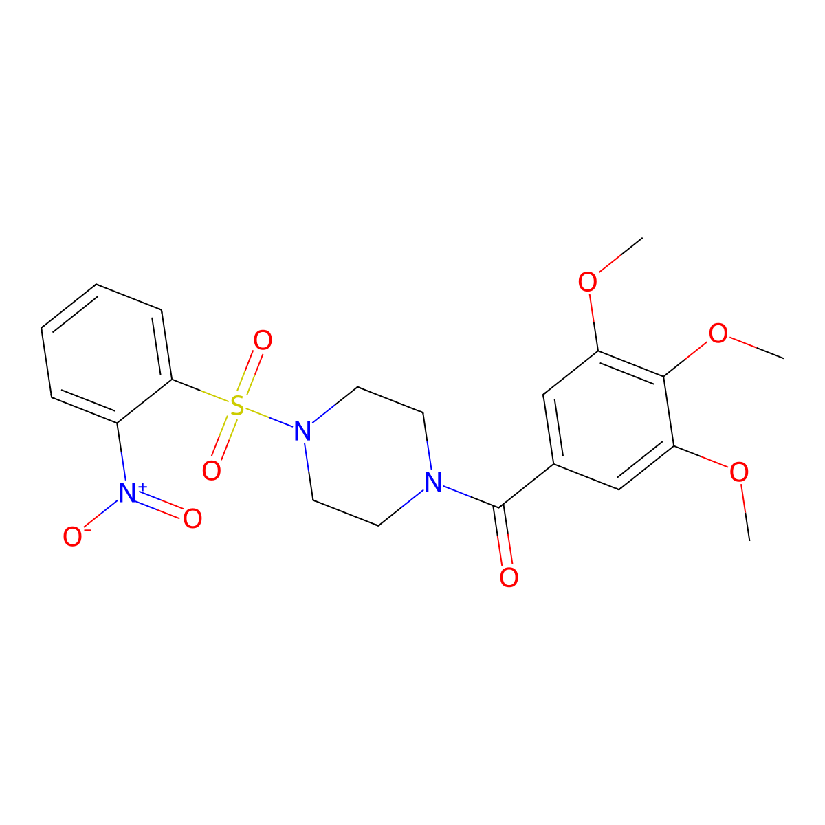 [4-(2-Nitrophenyl)sulfonylpiperazin-1-yl]-(3,4,5-trimethoxyphenyl)methanone molecular structure, CAS 489423-09-8