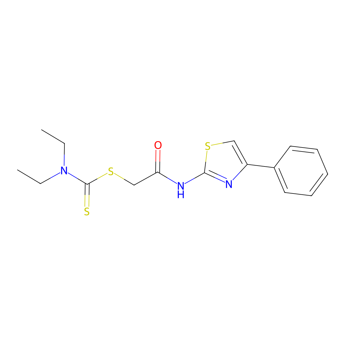 2-Oxo-2-[(4-phenyl-1,3-thiazol-2-yl)amino]ethyl diethylcarbamodithioate molecular structure, CAS 489423-14-5