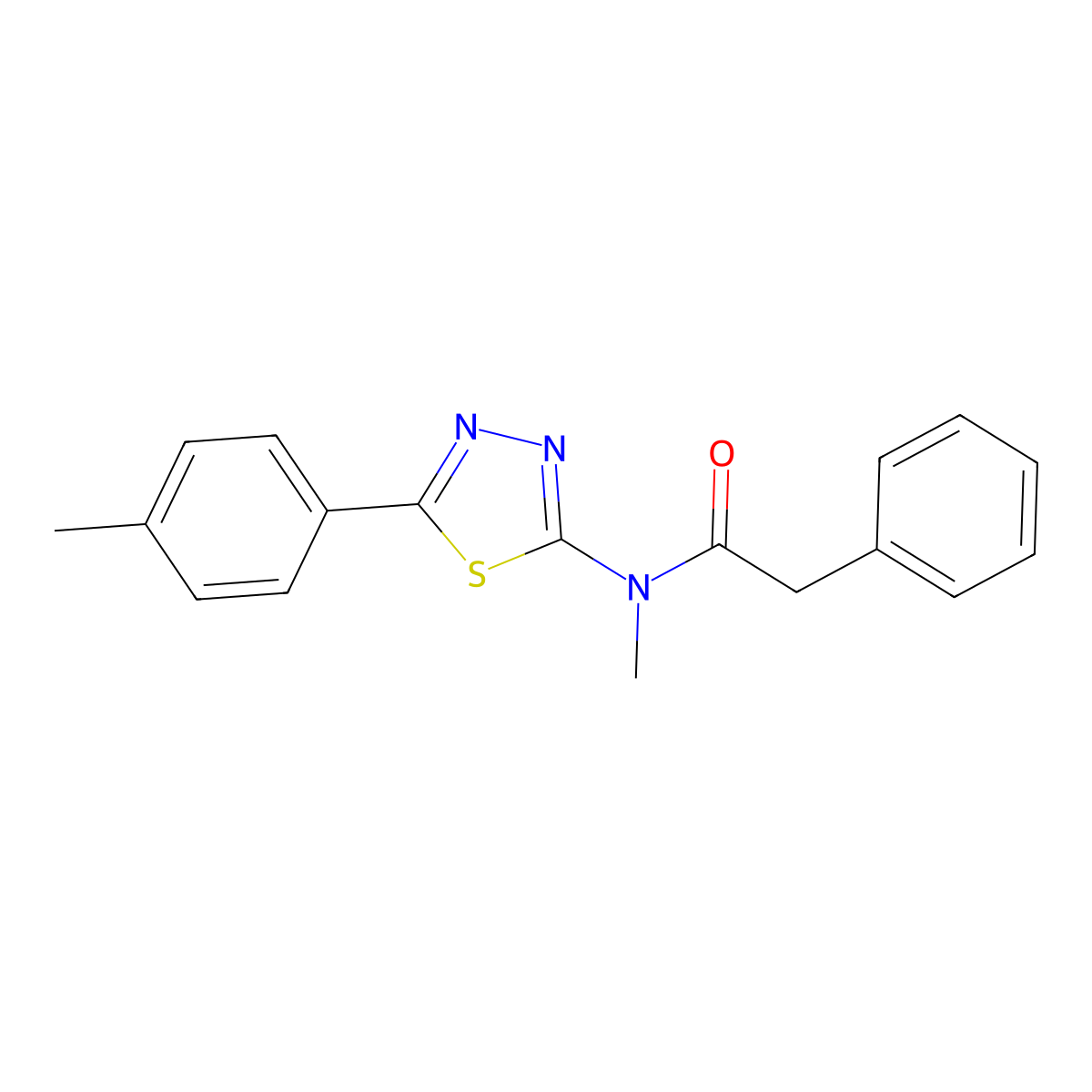 N-methyl-N-[5-(4-methylphenyl)-1,3,4-thiadiazol-2-yl]-2-phenylacetamide molecular structure, CAS 489424-14-8