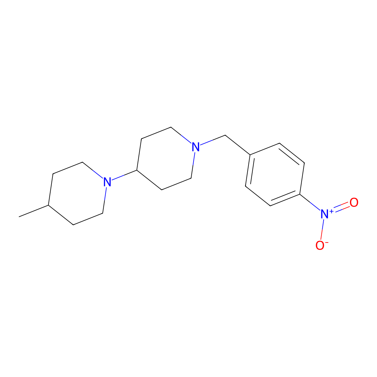 4-Methyl-1-[1-[(4-nitrophenyl)methyl]piperidin-4-yl]piperidine molecular structure, CAS 489424-30-8