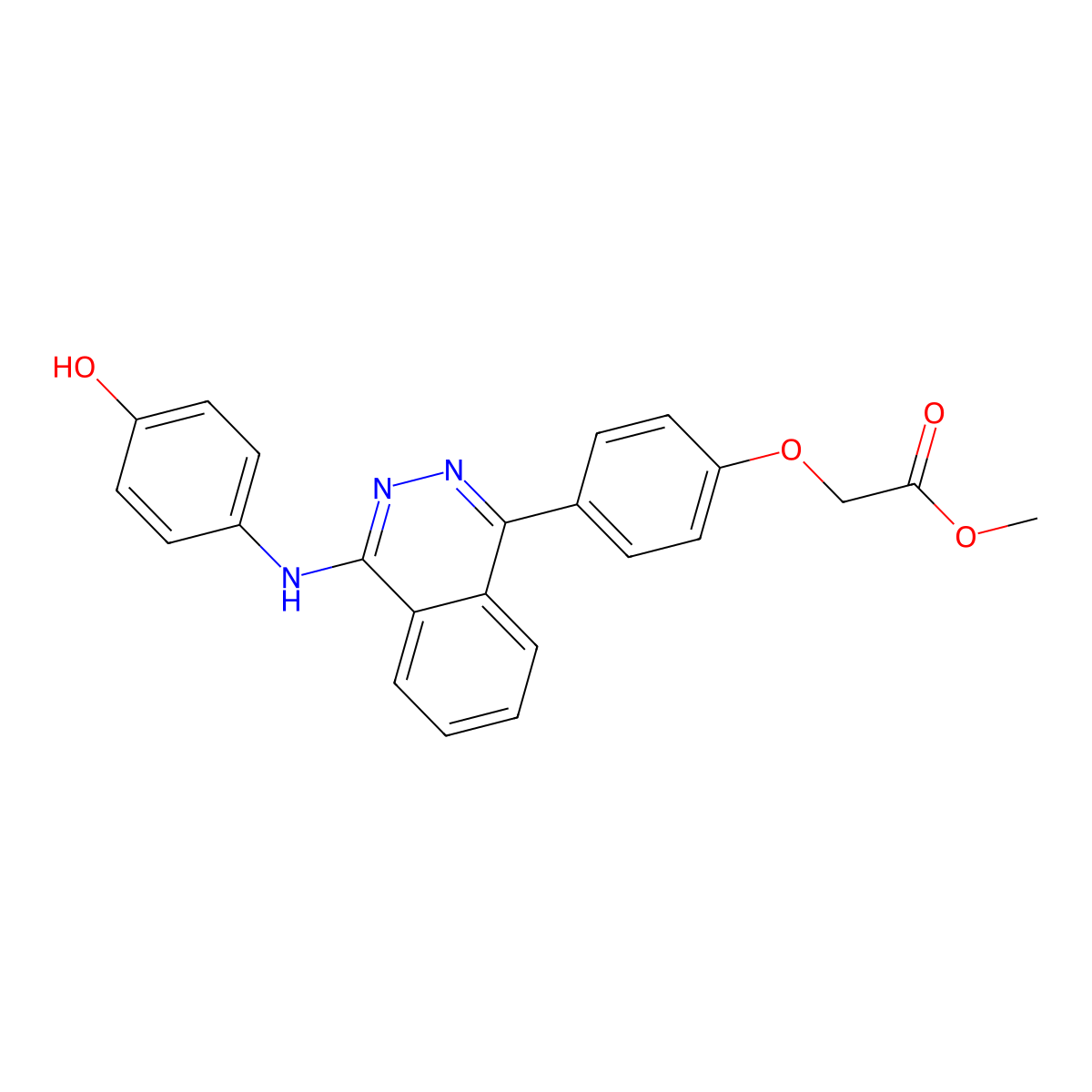 Methyl 2-(4-(4-((4-hydroxyphenyl)amino)phthalazin-1-yl)phenoxy)acetate molecular structure, CAS 489424-48-8