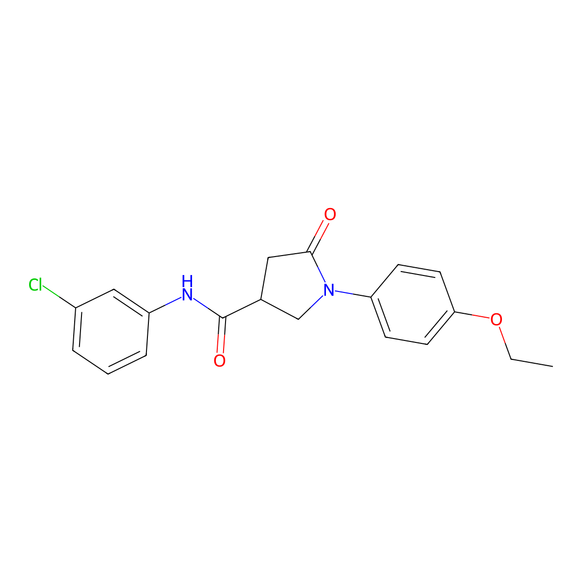 N-(3-chlorophenyl)-1-(4-ethoxyphenyl)-5-oxopyrrolidine-3-carboxamide molecular structure, CAS 489424-84-2