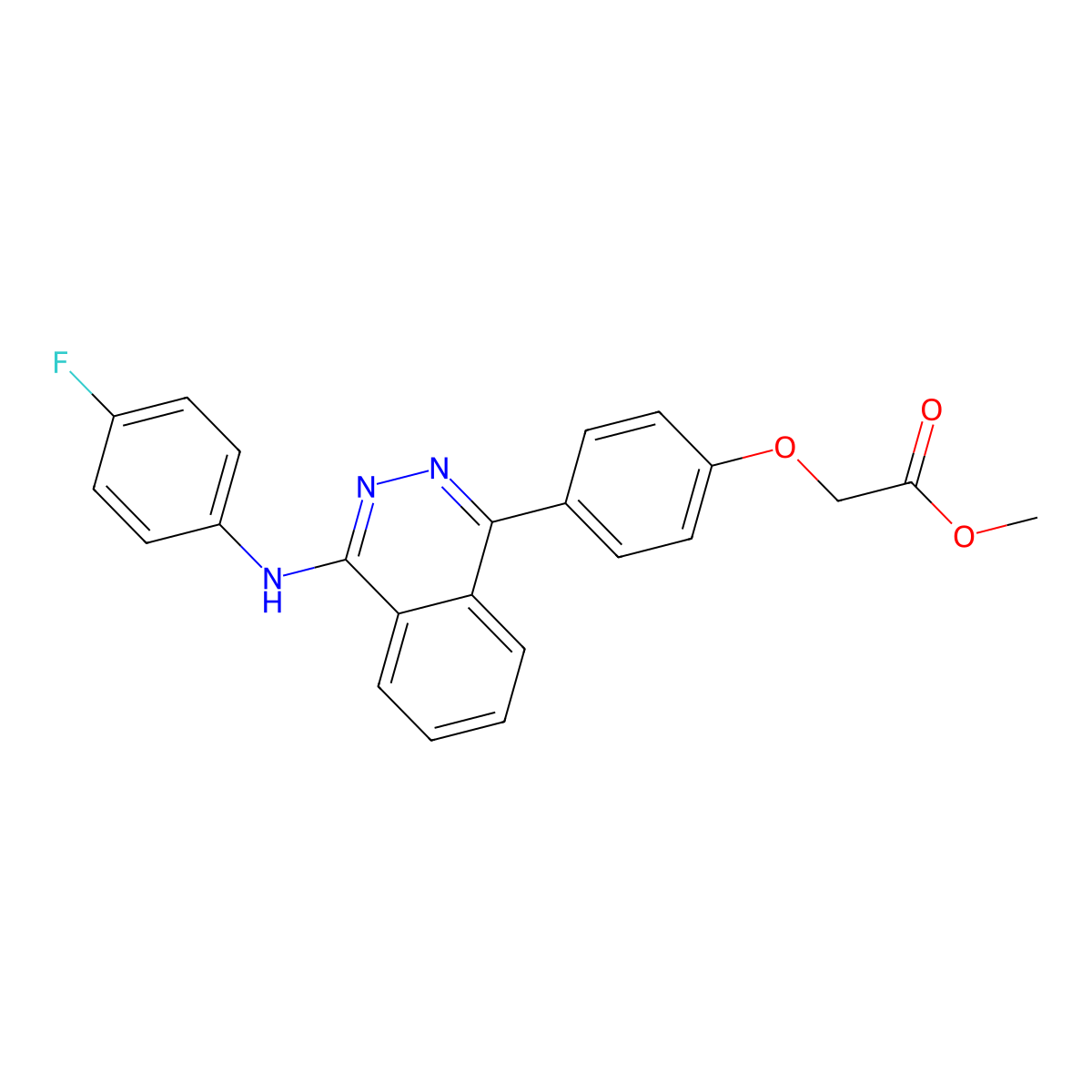 Methyl 2-[4-[4-(4-fluoroanilino)phthalazin-1-yl]phenoxy]acetate molecular structure, CAS 489425-02-7