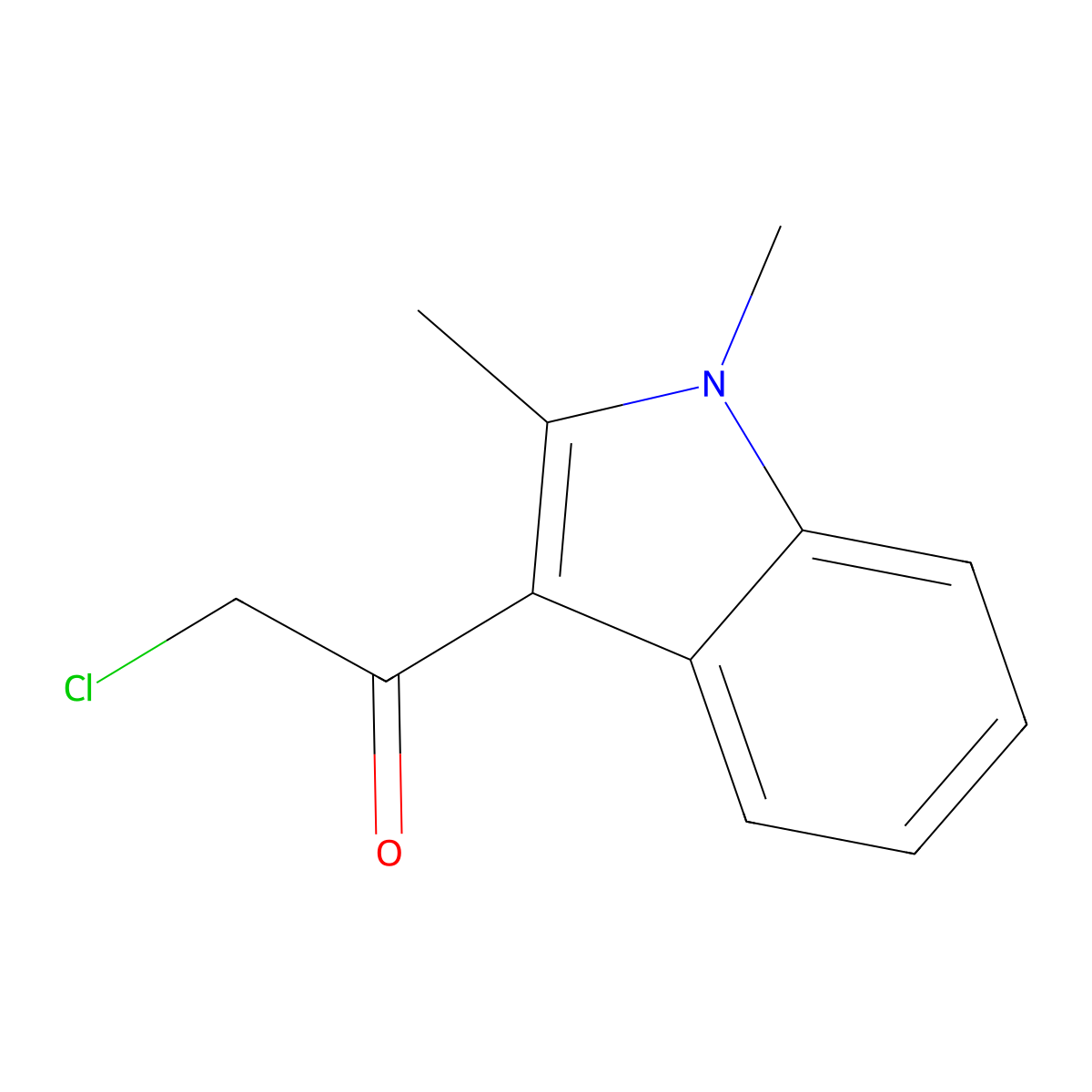 2-chloro-1-(1,2-dimethyl-1H-indol-3-yl)ethanone molecular structure, CAS 489425-25-4