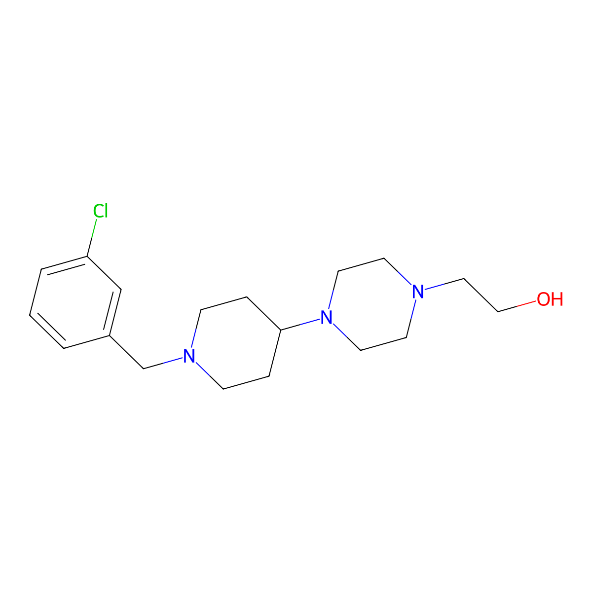 2-{4-[1-(3-Chlorobenzyl)piperidin-4-yl]piperazin-1-yl}ethanol molecular structure, CAS 489425-79-8