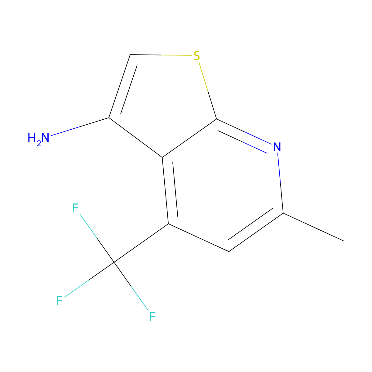 6-Methyl-4-(trifluoromethyl)thieno[2,3-b]pyridin-3-ylamine molecular structure, CAS 489425-91-4