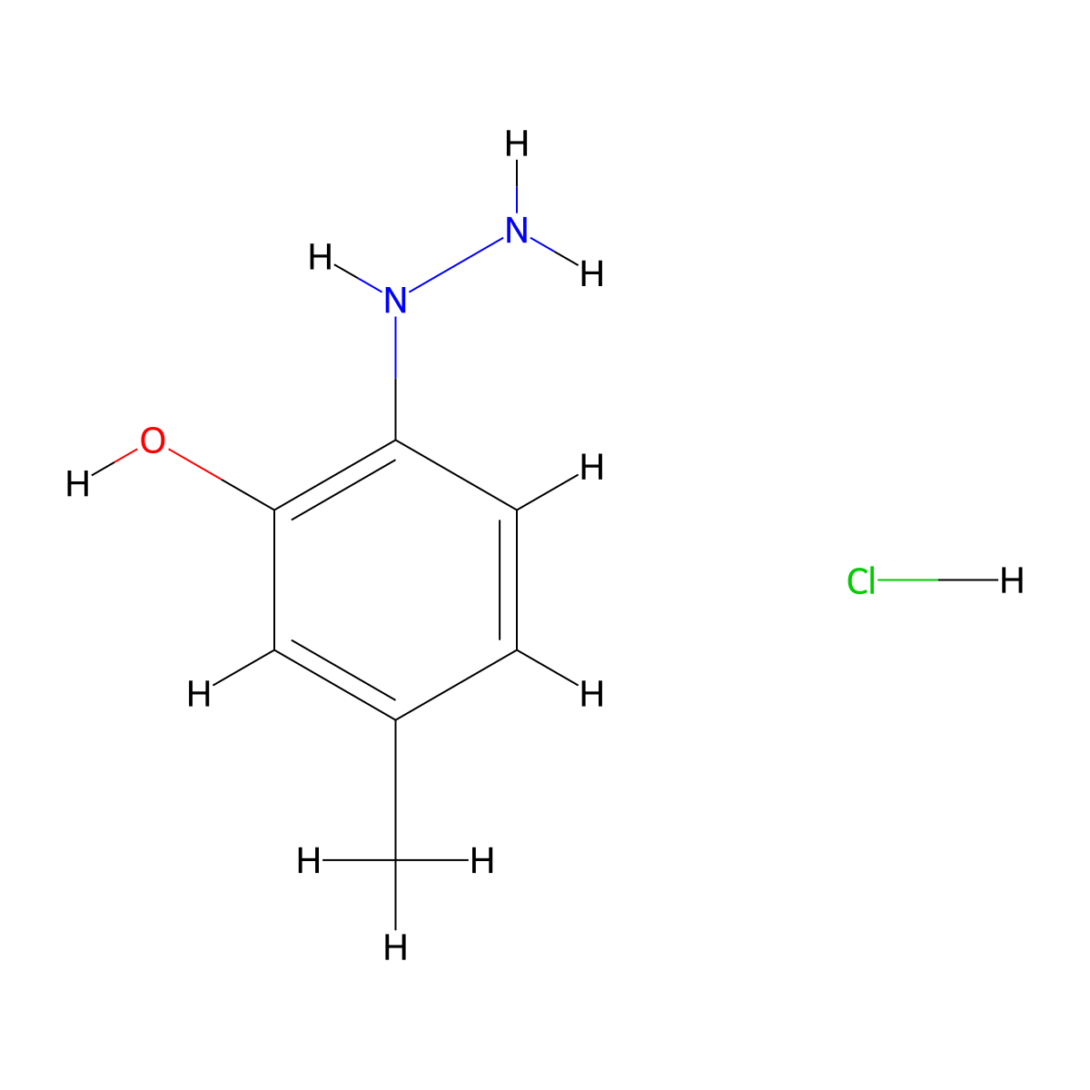 2-Hydrazino-5-methyl-phenol hydrochloride molecular structure, CAS 489432-38-4