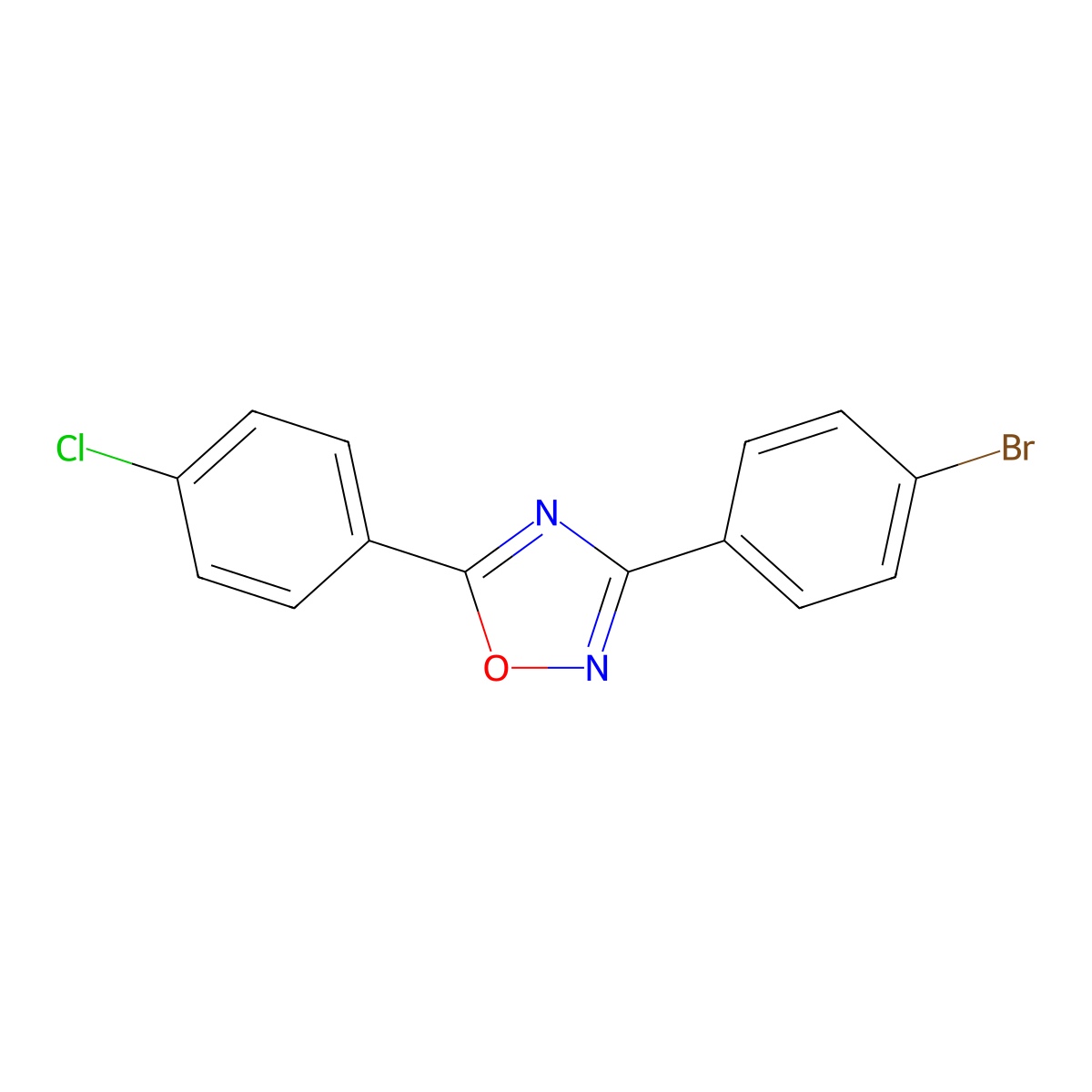 3-(4-Bromophenyl)-5-(4-chlorophenyl)-1,2,4-oxadiazole molecular structure, CAS 489435-05-4