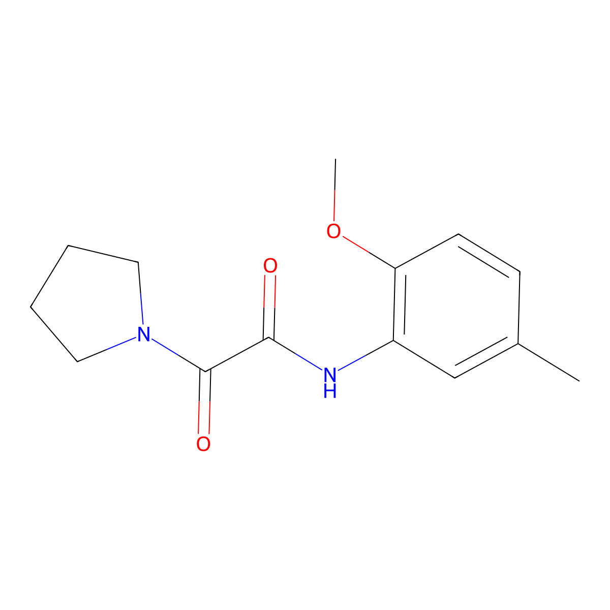 N-(2-methoxy-5-methylphenyl)-2-oxo-2-(pyrrolidin-1-yl)acetamide molecular structure, CAS 489435-08-7