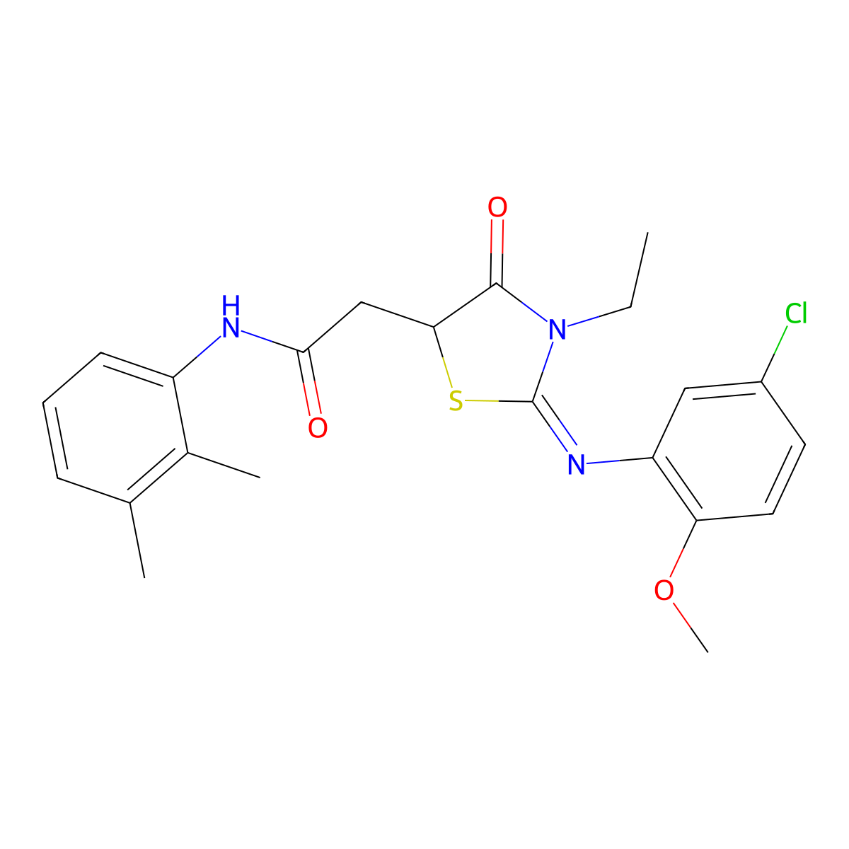 2-[2-(5-chloro-2-methoxyphenyl)imino-3-ethyl-4-oxo-1,3-thiazolidin-5-yl]-N-(2,3-dimethylphenyl)acetamide molecular structure, CAS 489436-28-4