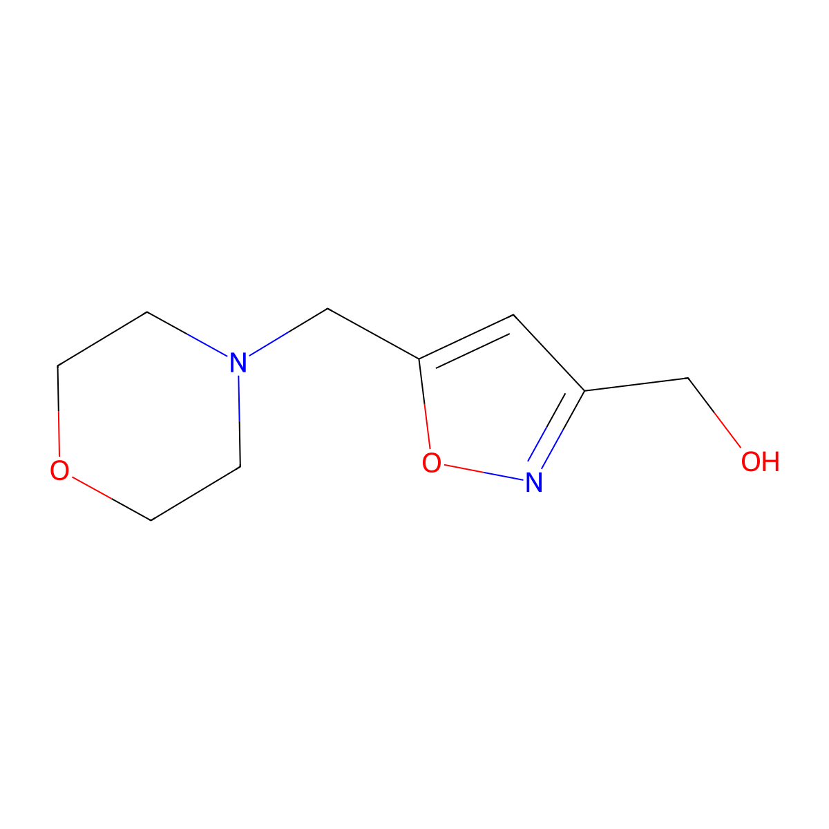 {5-[(Morpholin-4-yl)methyl]-1,2-oxazol-3-yl}methanol molecular structure, CAS 489437-67-4