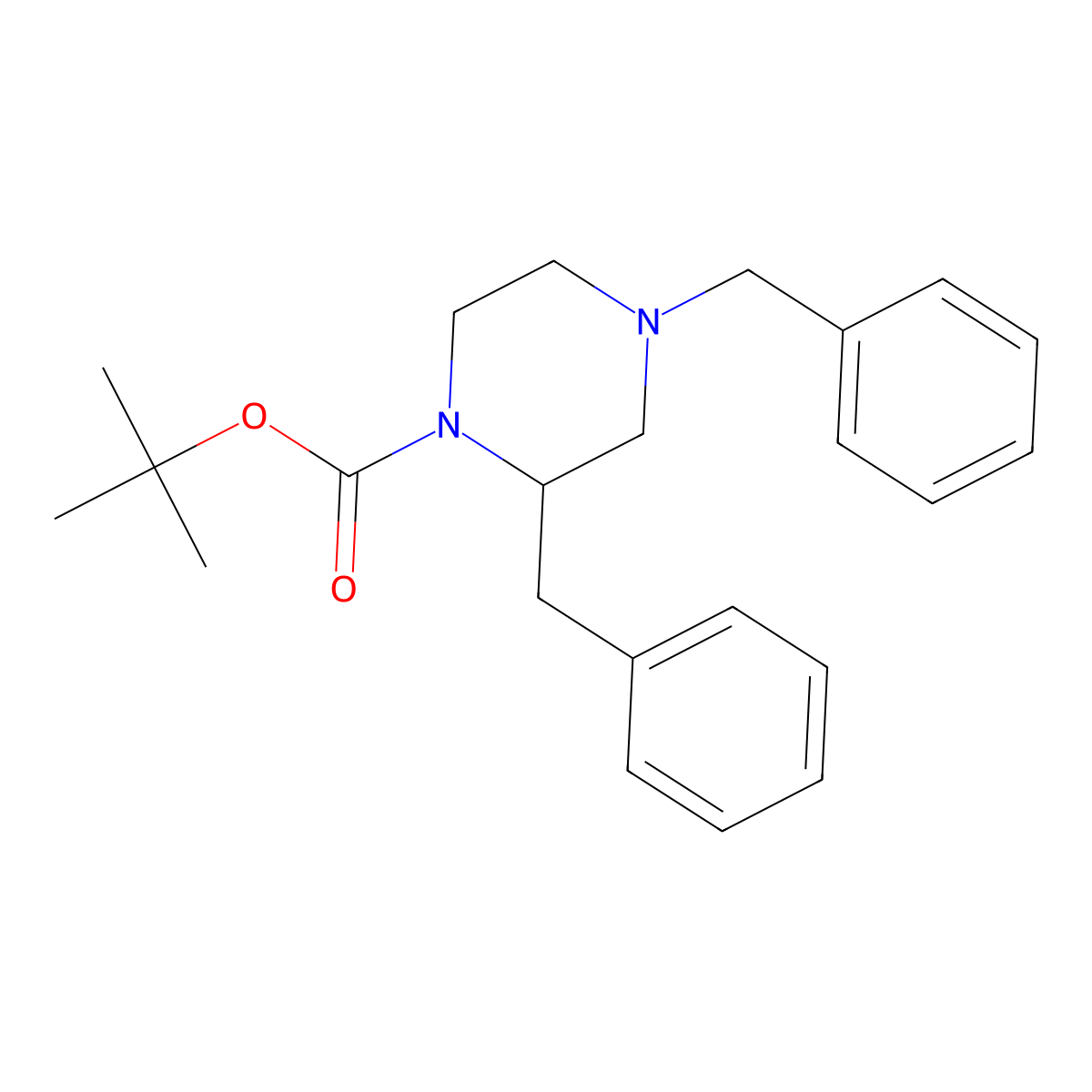 tert-Butyl 2,4-dibenzylpiperazine-1-carboxylate molecular structure, CAS 489437-72-1